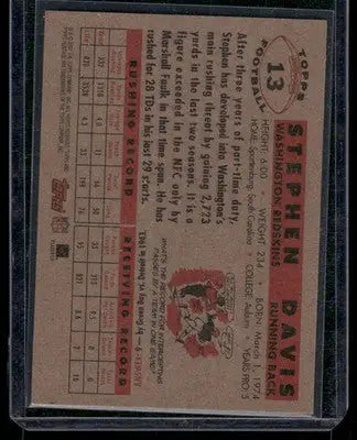 2001 Topps Heritage Stephen Davis #13 Football - Football Card Single