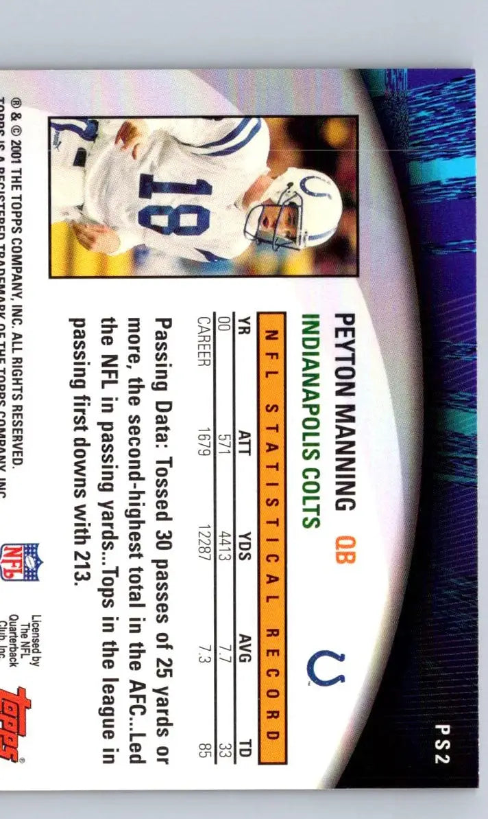2001 Topps #PS2 Peyton Manning Own the Game - Football Card Single