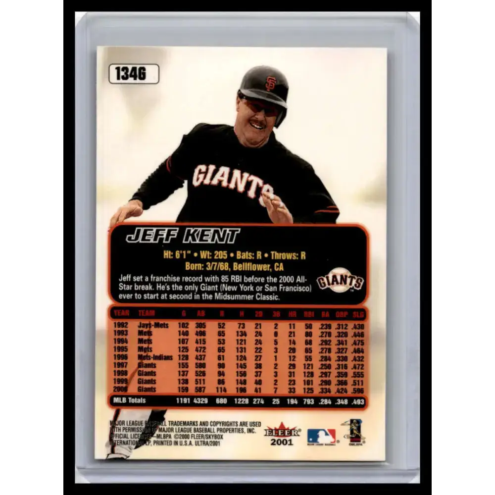 2001 Ultra #134G Jeff Kent NM-MT San Francisco Giants Baseball Card - Baseball Card Single