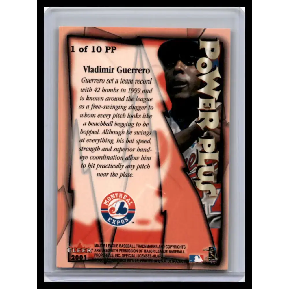 2001 Ultra #1PP Vladimir Guerrero NM-MT Montreal Expos Baseball Card - Baseball Card Single