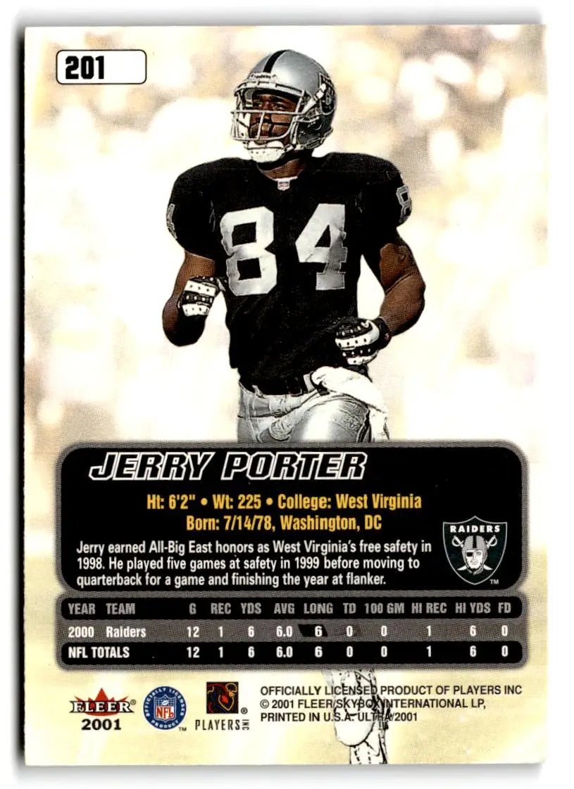2001 Ultra #201 Jerry Porter - Football Card Single