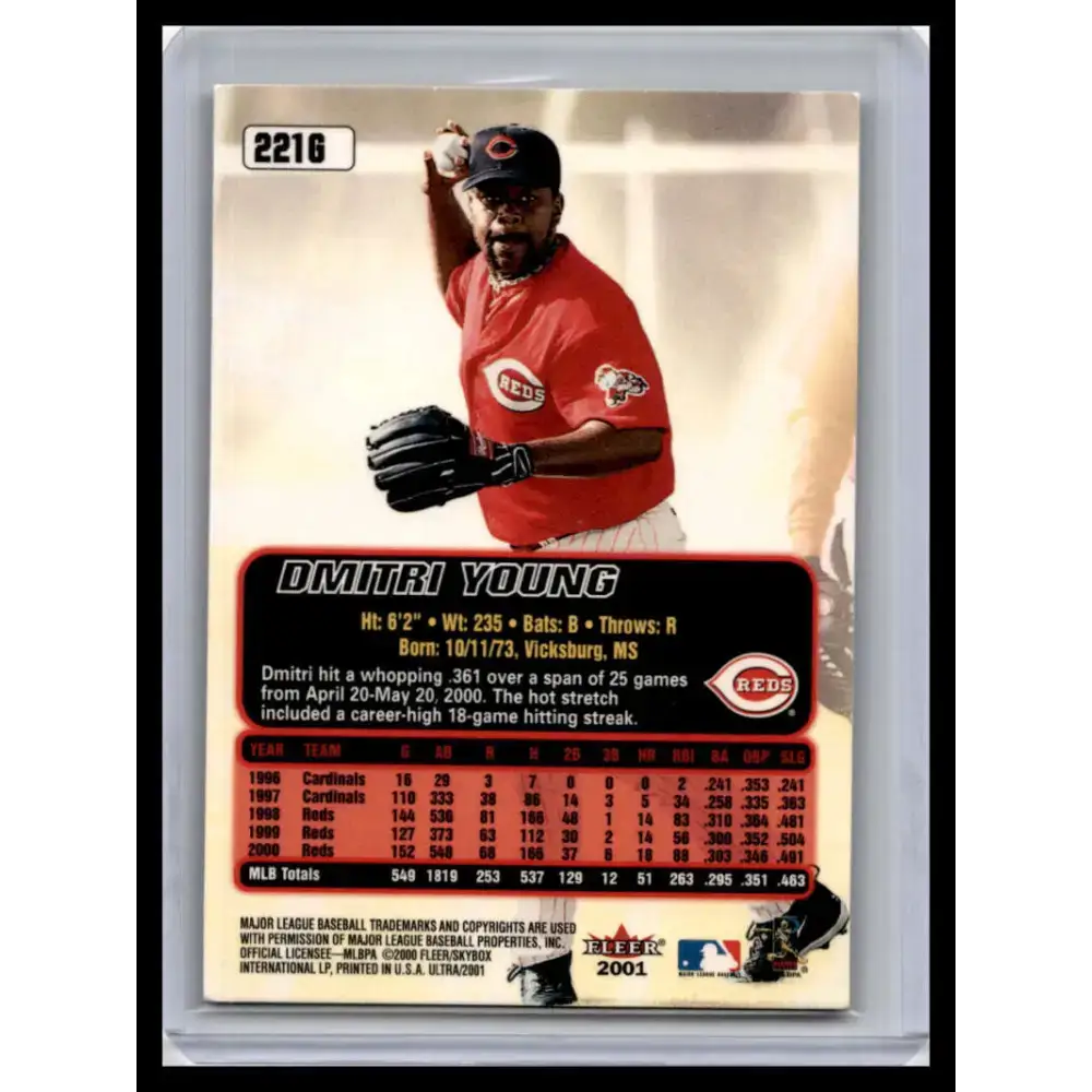 2001 Ultra #221G Dmitri Young NM-MT Cincinnati Reds Baseball Card - Baseball Card Single