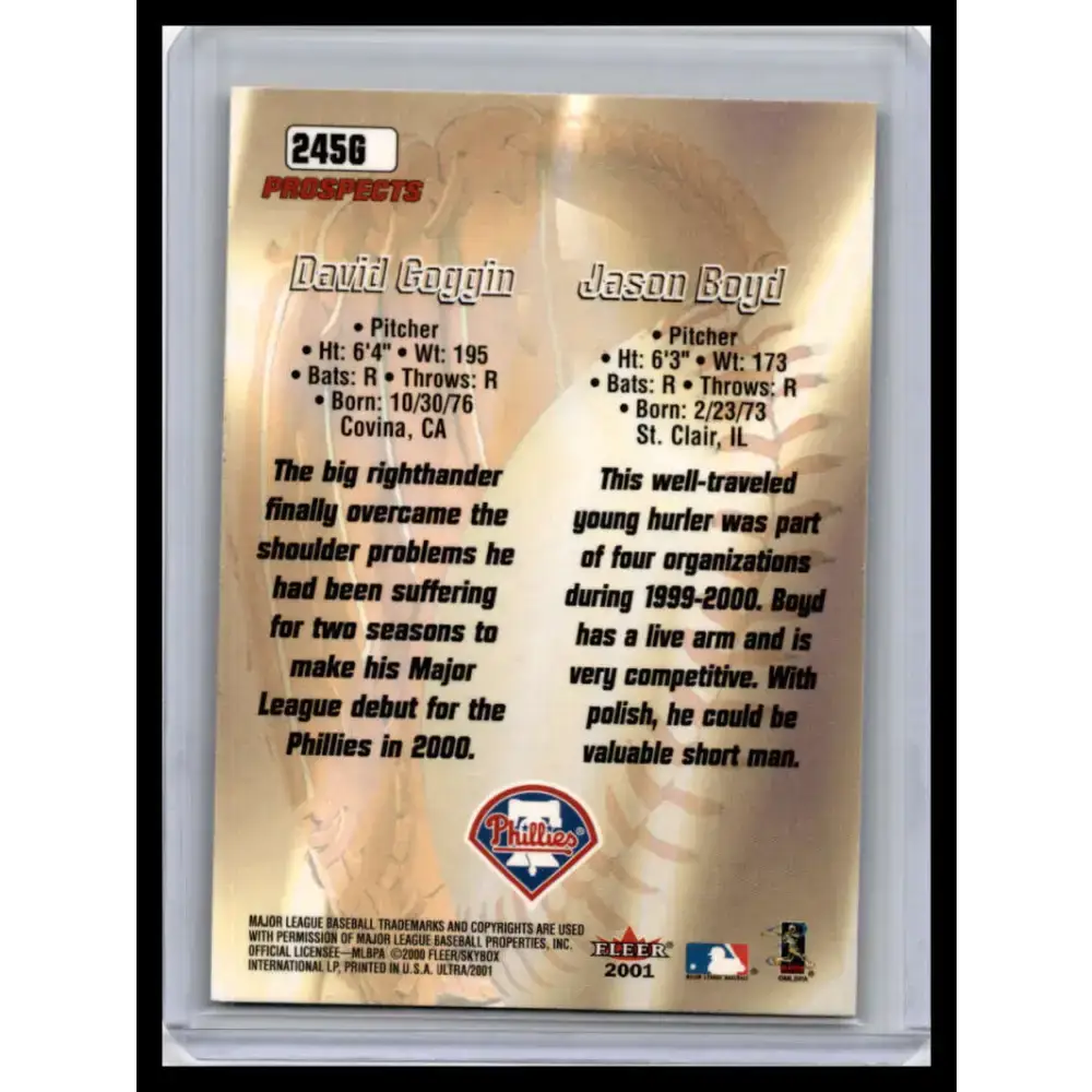 2001 Ultra #245 Jason Boyd / Dave Coggin NM-MT Philadelphia Phillies Baseball Card - Baseball Card Single