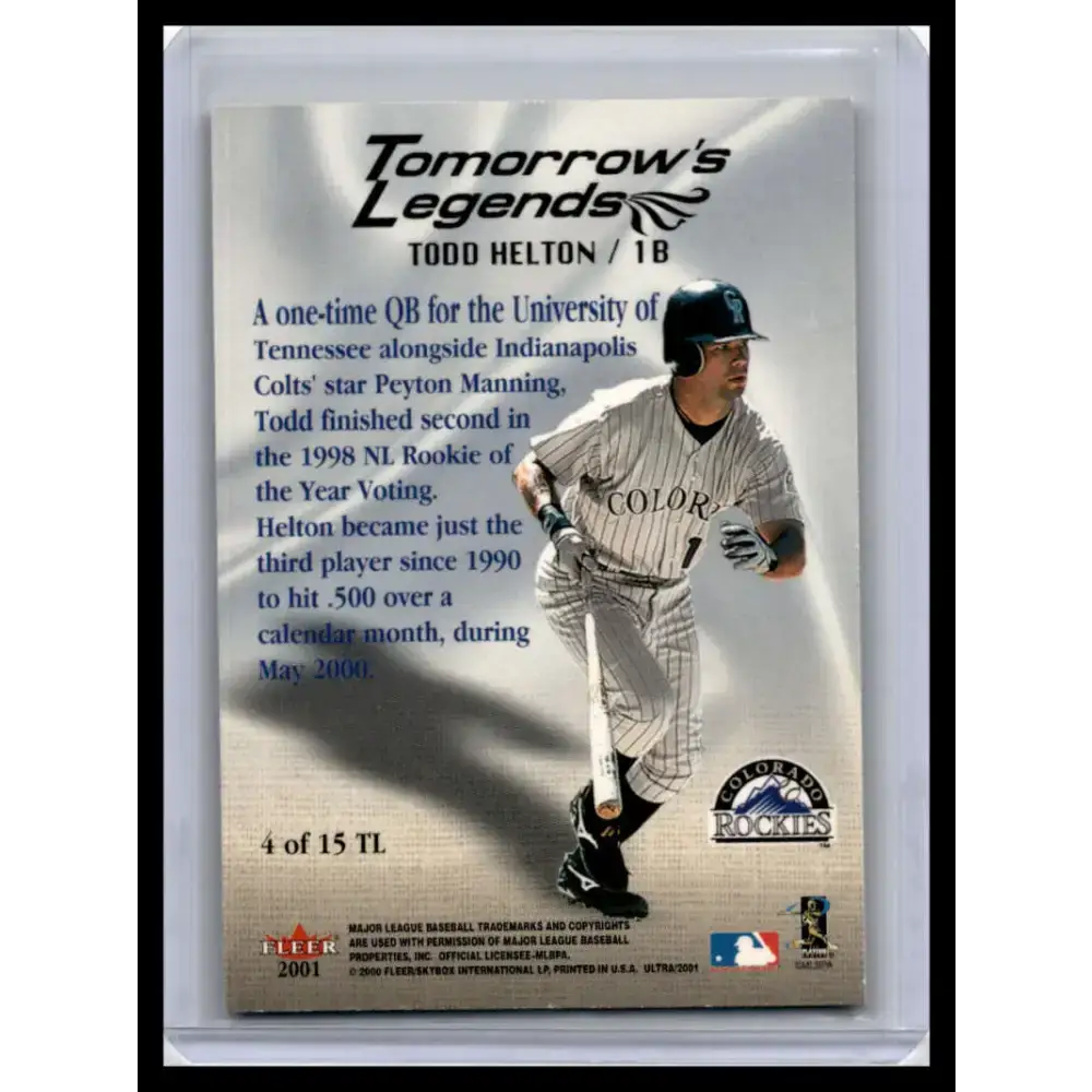 2001 Ultra #4TL Todd Helton NM-MT Colorado Rockies Baseball Card - Baseball Card Single
