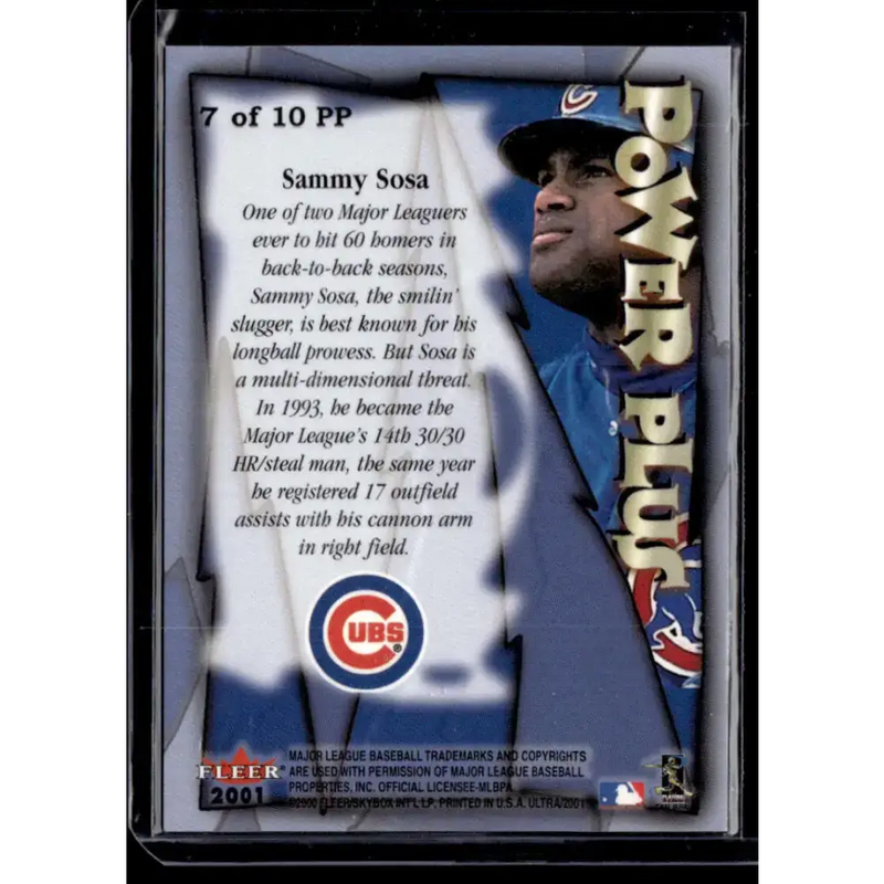 2001 Ultra #7PP Sammy Sosa Power Plus NM-MT - Baseball Card Single