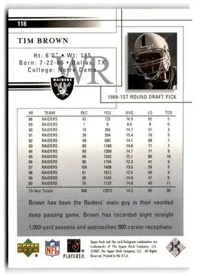 2001 Upper Deck #118 Tim Brown - Football Card Single