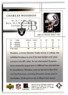 2001 Upper Deck #123 Charles Woodson - Football Card Single