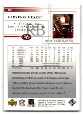 2001 Upper Deck #152 Garrison Hearst - Football Card Single