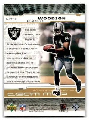 2001 Upper Deck MVP #MVP18 Charles Woodson Team MVP - Football Card Single