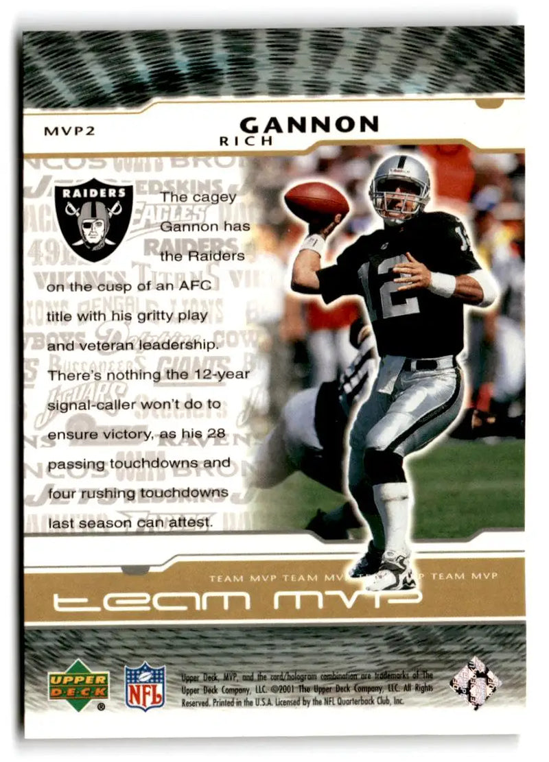 2001 Upper Deck MVP #MVP2 Rich Gannon Team MVP - Football Card Single