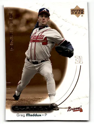 Greg Maddux baseball card from 2001 Upper Deck Ovation with original gloss and Braves