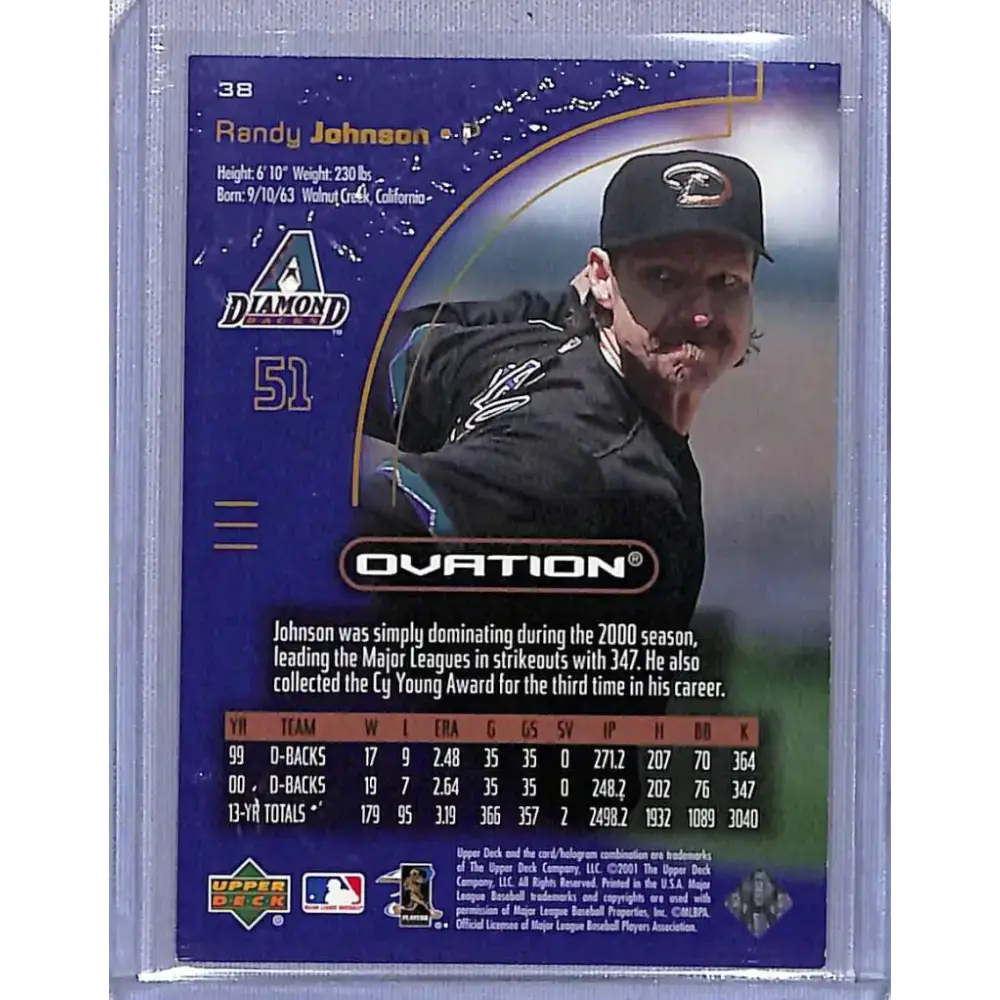 2001 Upper Deck Ovation #38 Randy Johnson NM-MT Baseball Card - Baseball Card Single