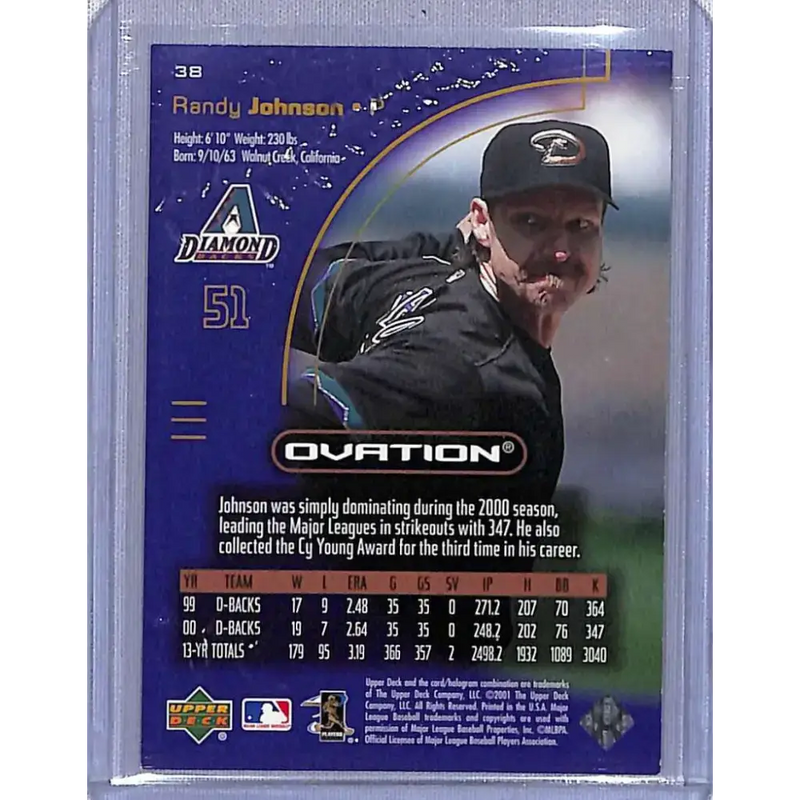 2001 Upper Deck Ovation #38 Randy Johnson NM-MT Baseball Card - Baseball Card Single
