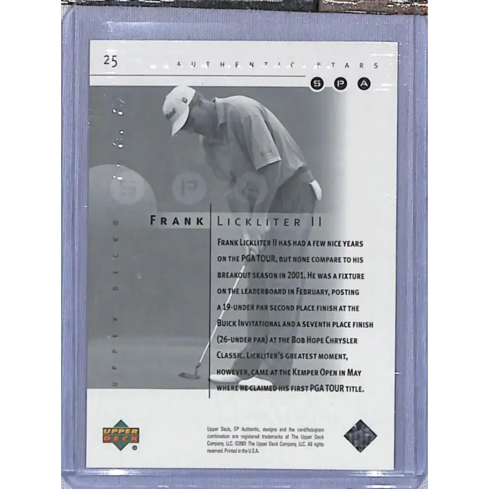 2001 Upper Deck SP Authentic Preview #25 Frank Lickliter II NM-MT Golf Card - Other