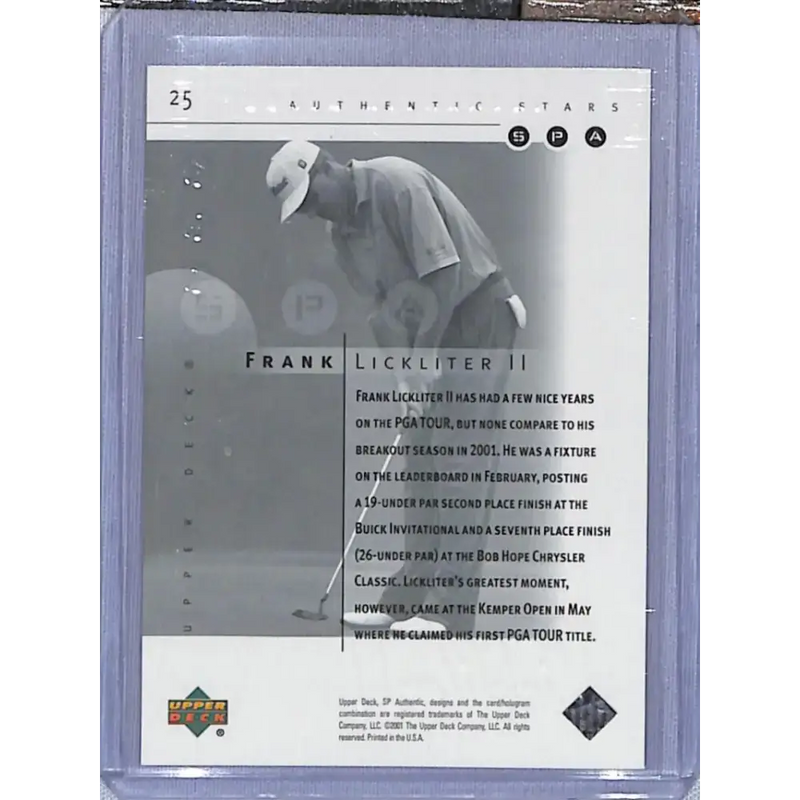 2001 Upper Deck SP Authentic Preview #25 Frank Lickliter II NM-MT Golf Card - Other