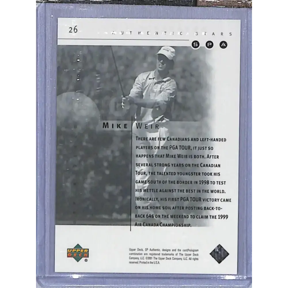 2001 Upper Deck SP Authentic Preview #26 Mike Weir NM-MT Golf Card - Other