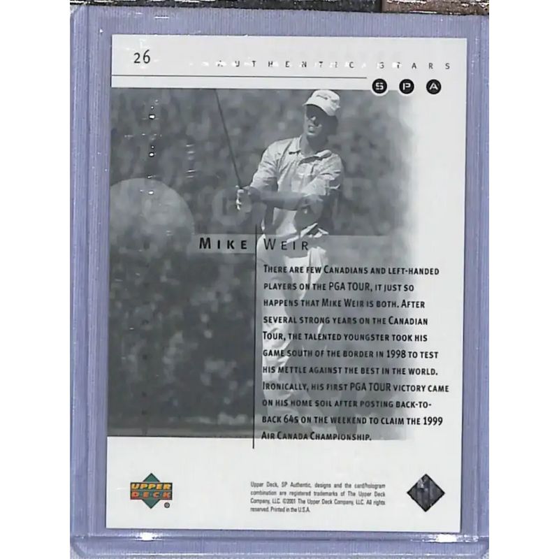 2001 Upper Deck SP Authentic Preview #26 Mike Weir NM-MT Golf Card - Other