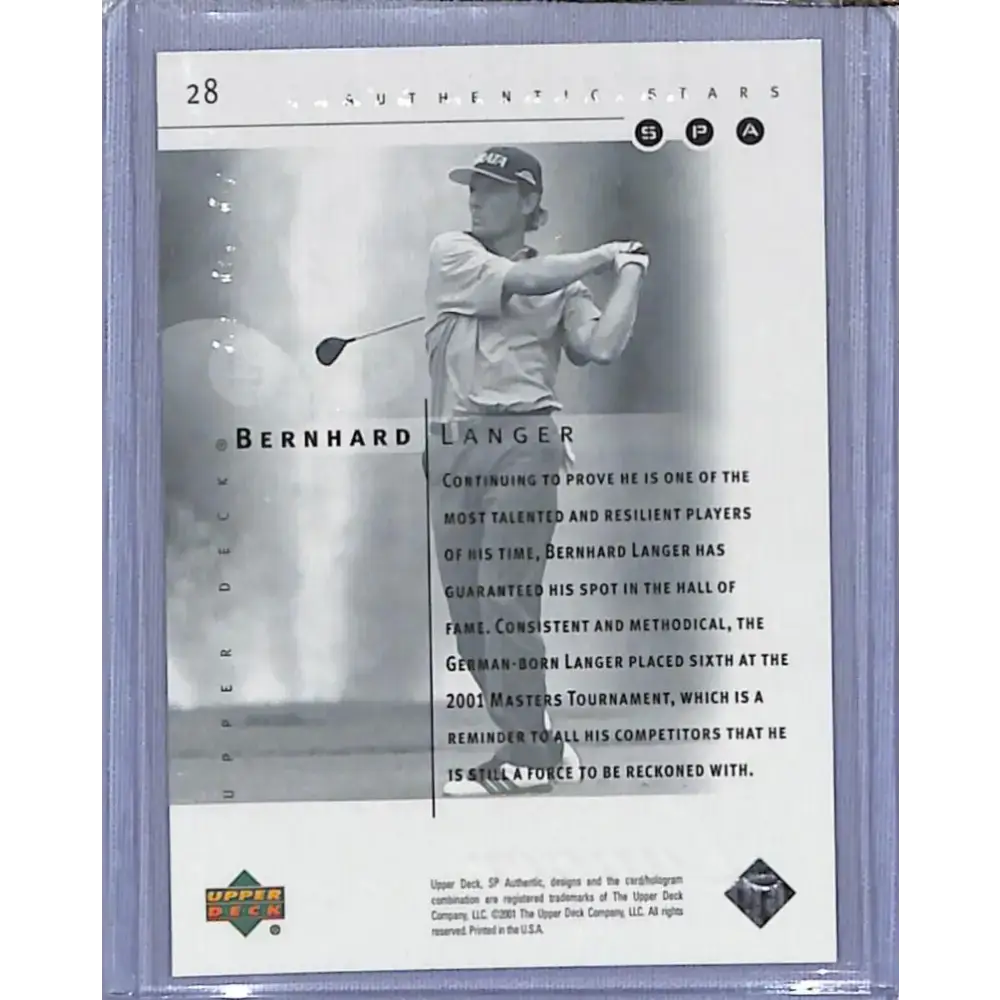 2001 Upper Deck SP Authentic Preview #28 Bernhard Langer NM-MT Golf Card - Other