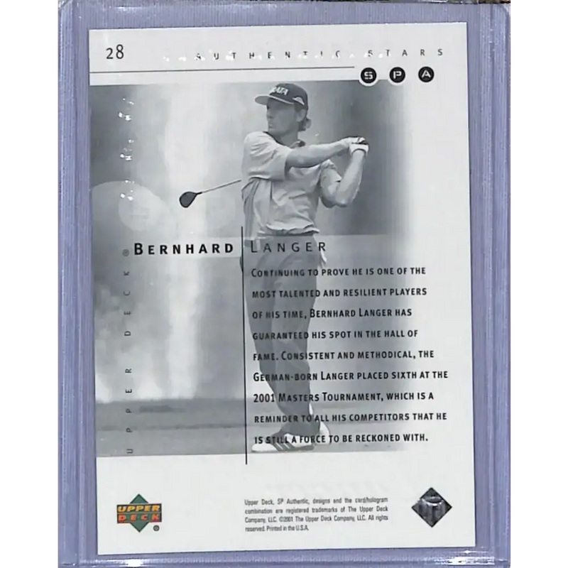 2001 Upper Deck SP Authentic Preview #28 Bernhard Langer NM-MT Golf Card - Other