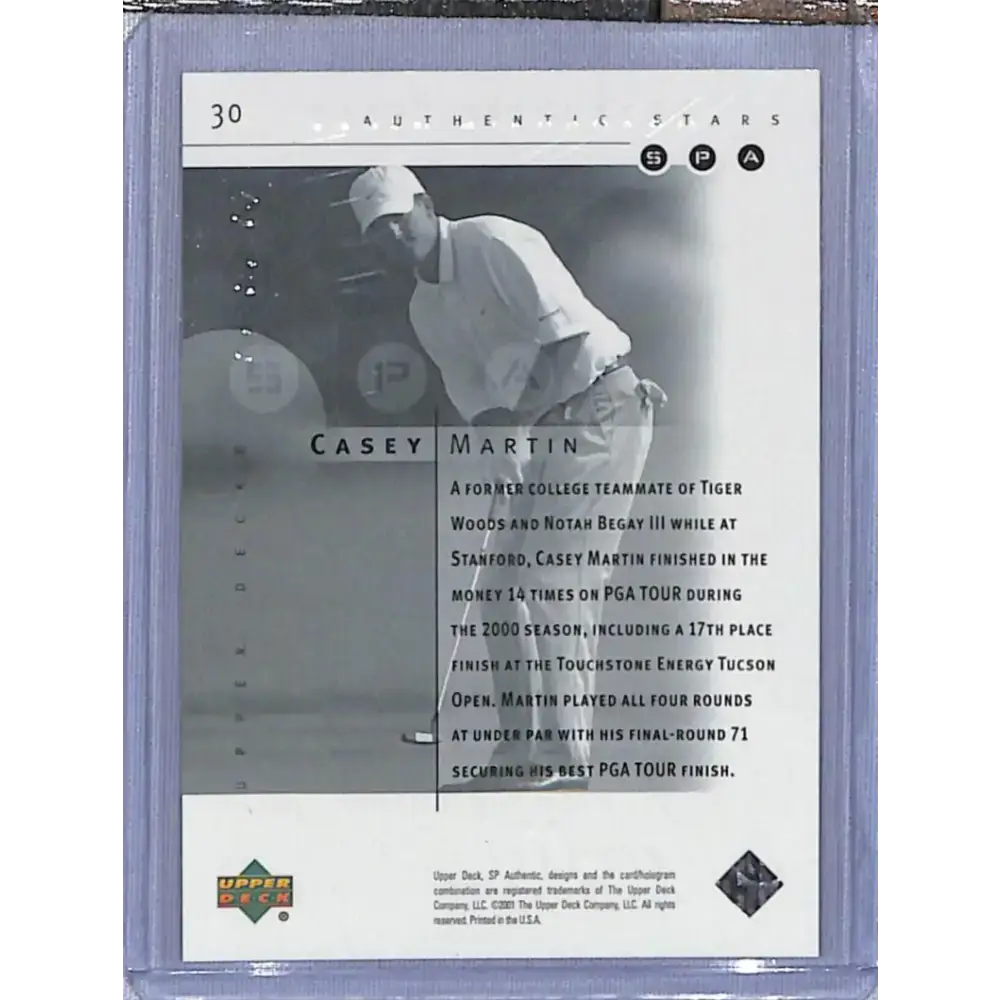 2001 Upper Deck SP Authentic Preview #30 Casey Martin NM-MT Golf Card - Other