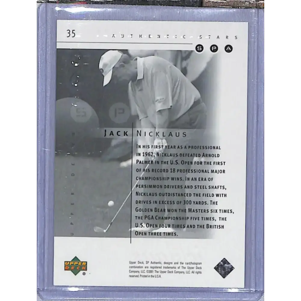 2001 Upper Deck SP Authentic Preview #35 Jack Nicklaus NM-MT Golf Card - Other