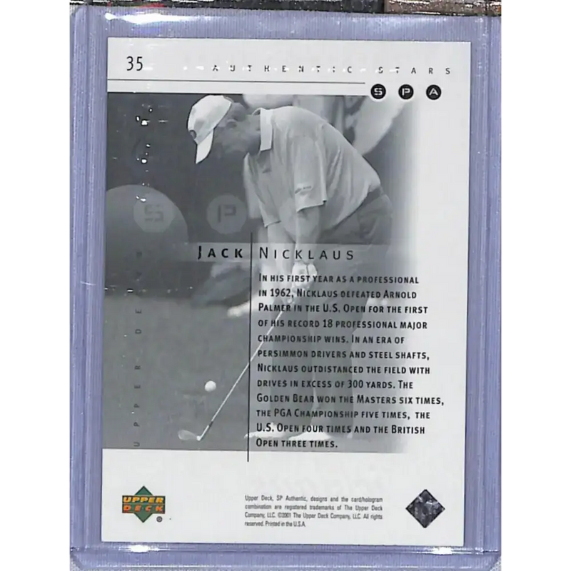 2001 Upper Deck SP Authentic Preview #35 Jack Nicklaus NM-MT Golf Card - Other