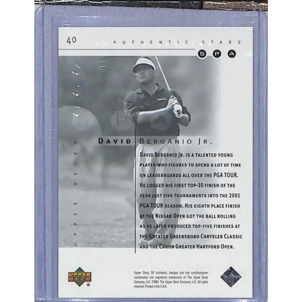 2001 Upper Deck SP Authentic Preview #40 David Berganio NM-MT Golf Card - Other