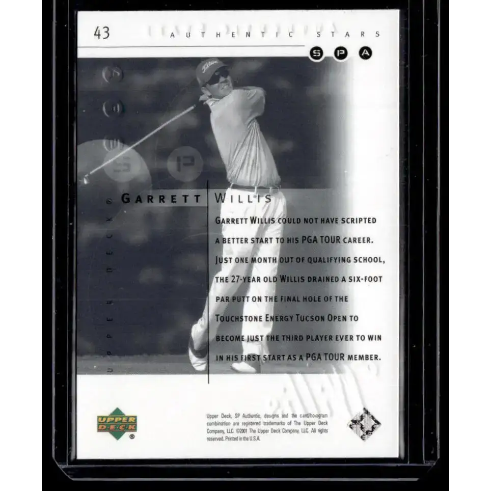 2001 Upper Deck SP Authentic Preview #43 Garrett Willis NM-MT Golf Card - Other