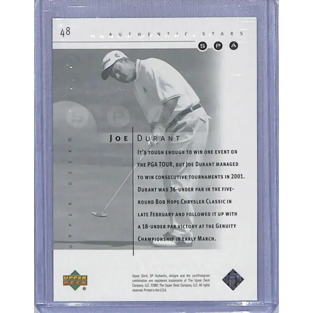 2001 Upper Deck SP Authentic Preview #48 Joe Durant NM-MT Golf Card - Other