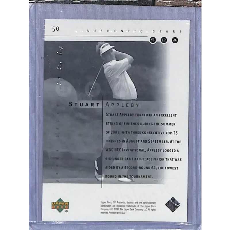 2001 Upper Deck SP Authentic Preview #50 Stuart Appleby NM-MT Golf Card - Other