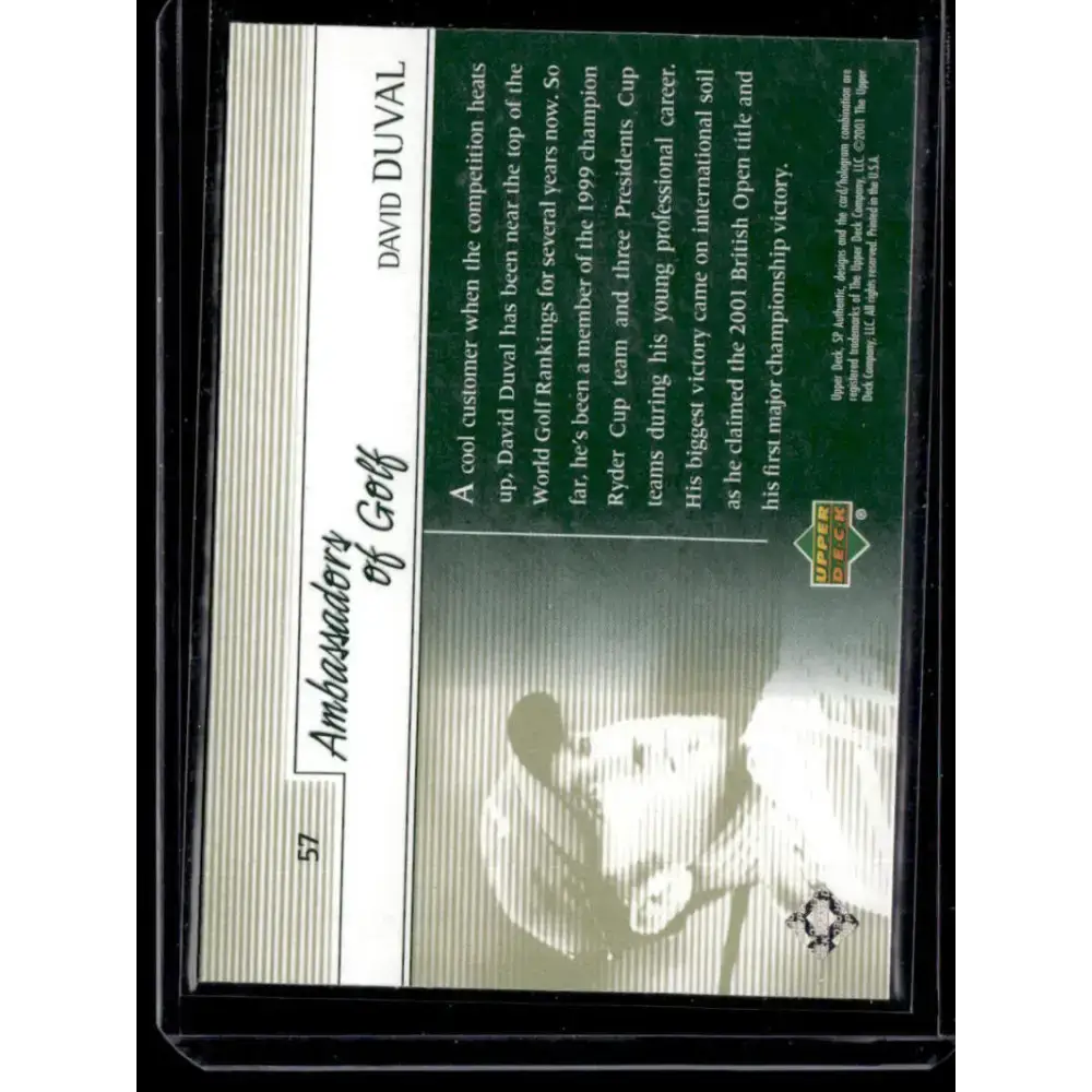 2001 Upper Deck SP Authentic Preview #57 David Duval NM-MT Golf Card - Other