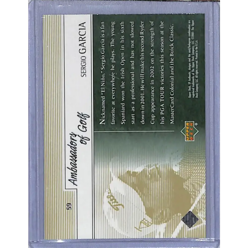 2001 Upper Deck SP Authentic Preview #59 Sergio Garcia NM-MT Golf Card - Other