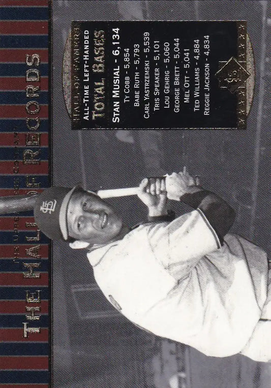 Upper Deck Stan Musial Hall of Records card with player batting stance photo