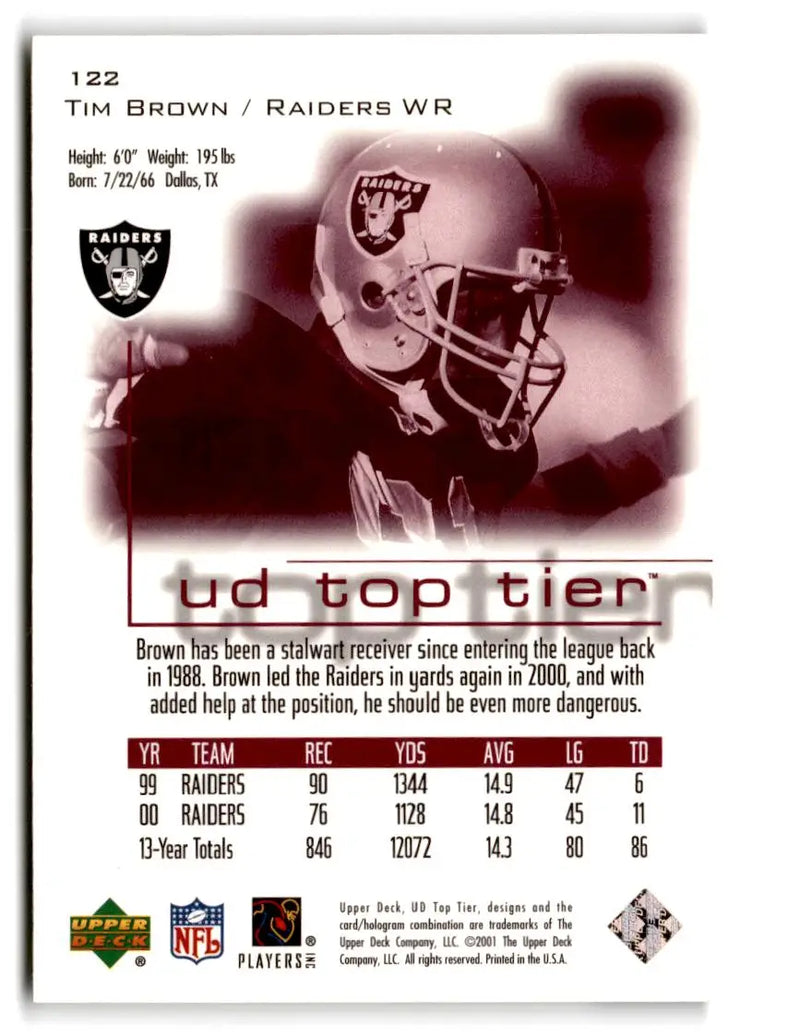 2001 Upper Deck Top Tier #122 Tim Brown - Football Card Single