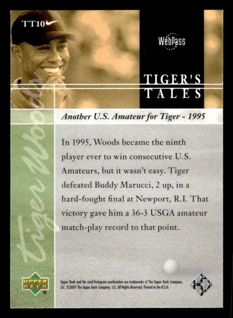 2001 Upper Deck #TT10 Tiger Woods Tiger’s Tales - Golf Card Single