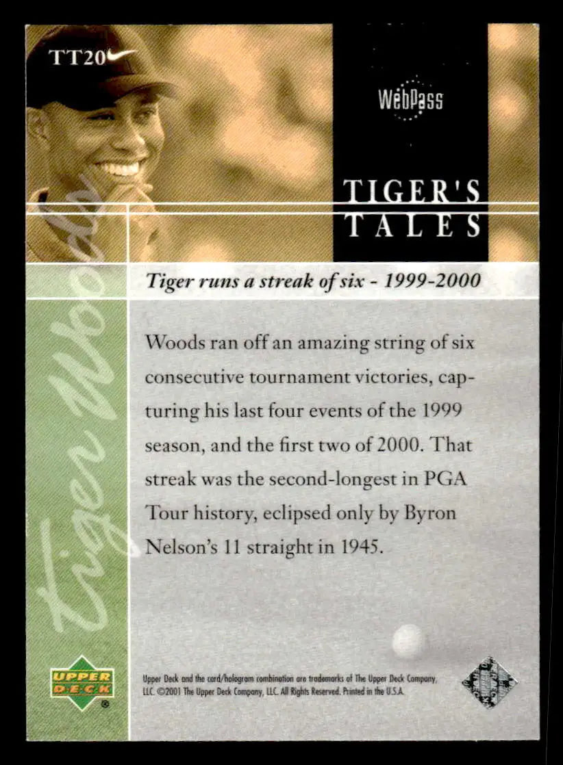 2001 Upper Deck #TT20 Tiger Woods Tiger’s Tales - Other