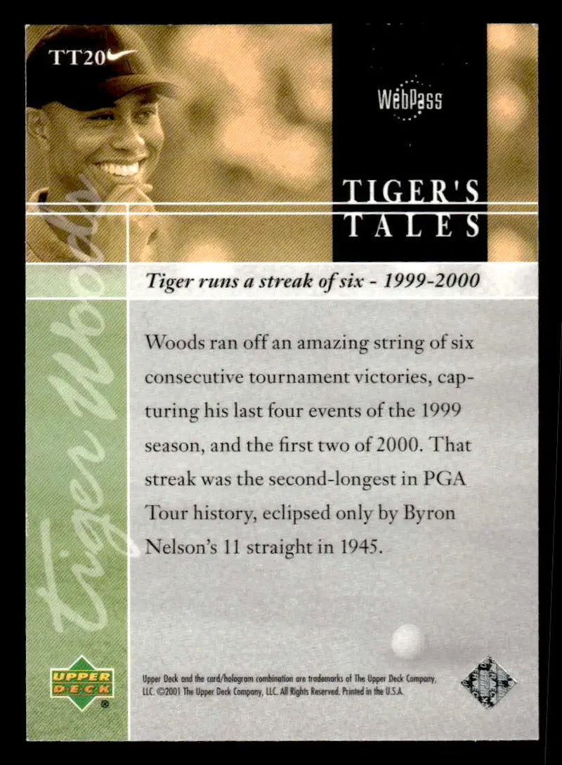 2001 Upper Deck #TT20 Tiger Woods Tiger’s Tales - Other