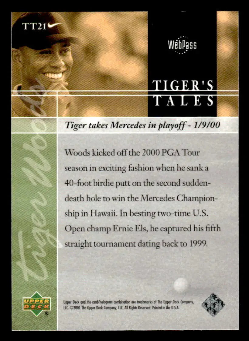 2001 Upper Deck #TT21 Tiger Woods Tiger’s Tales - Other
