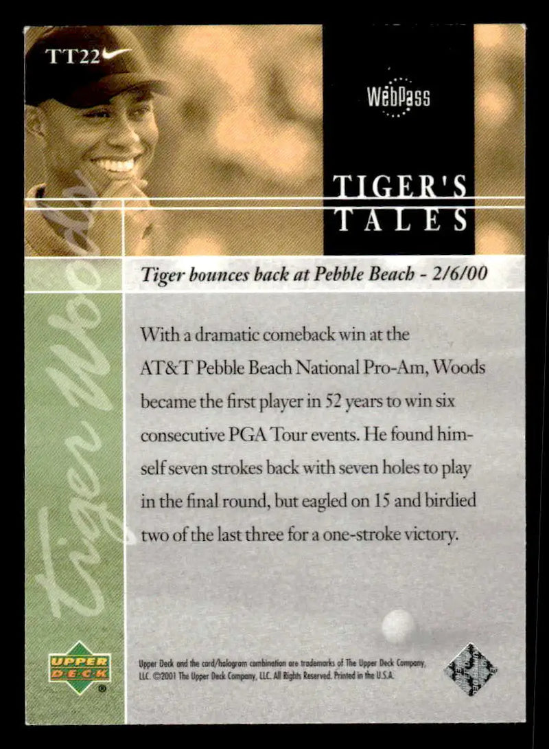 2001 Upper Deck #TT22 Tiger Woods Tiger’s Tales - Other