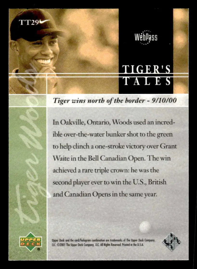 2001 Upper Deck #TT29 Tiger Woods Tiger’s Tales - Other
