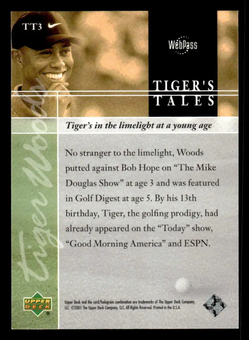 2001 Upper Deck #TT3 Tiger Woods Tiger’s Tales - Other