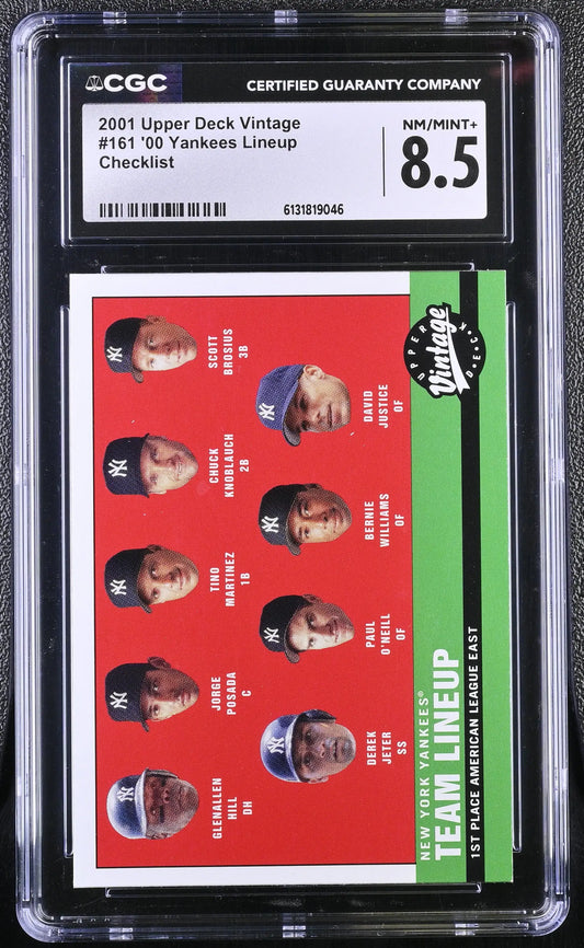 2001 Vintage #161 ’00 Yankees Lineup CGC 8.5 - Baseball Card Single