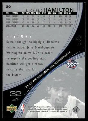 2002-03 Upper Deck Richard Hamilton #20 Basketball - Basketball Card Single