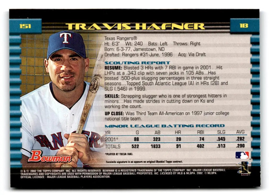 2002 Bowman #151 Travis Hafner - Baseball Card Single