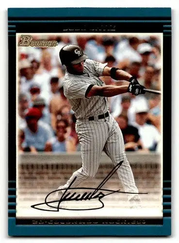 Original gloss Baseball card of Jose Ortiz Colorado Rockies player from 2002 Bowman series