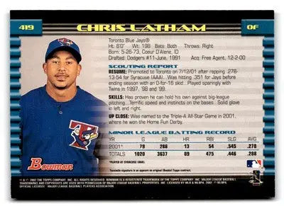 2002 Bowman #419 Chris Latham - Baseball Card Single