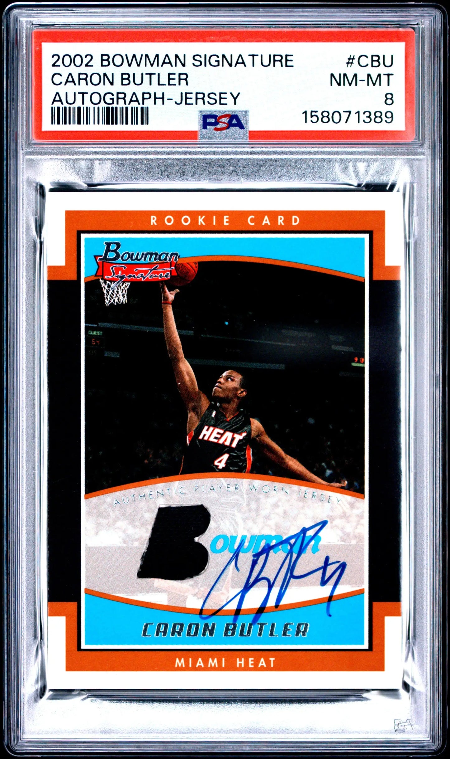 2002 Bowman Signature #CBU Caron Butler Autograph-Jersey PSA 8 #/999