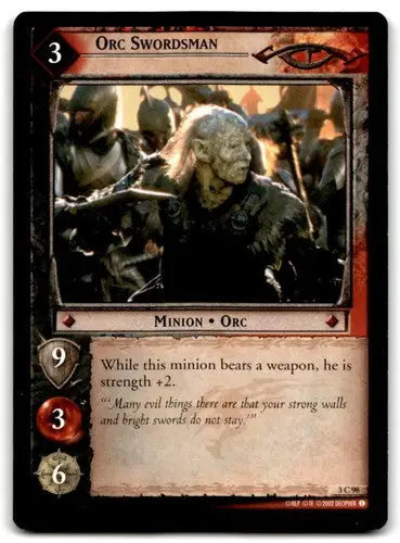 Decipher LOTR Orc Swordsman trading card featuring original gloss artwork