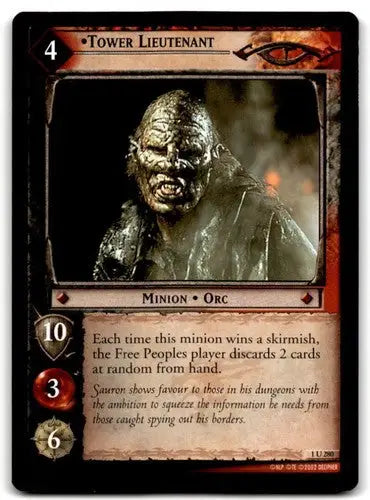 Decipher LOTR Tower Lieutenant Minion Orc trading card from 2002 Lord of the Rings TCG