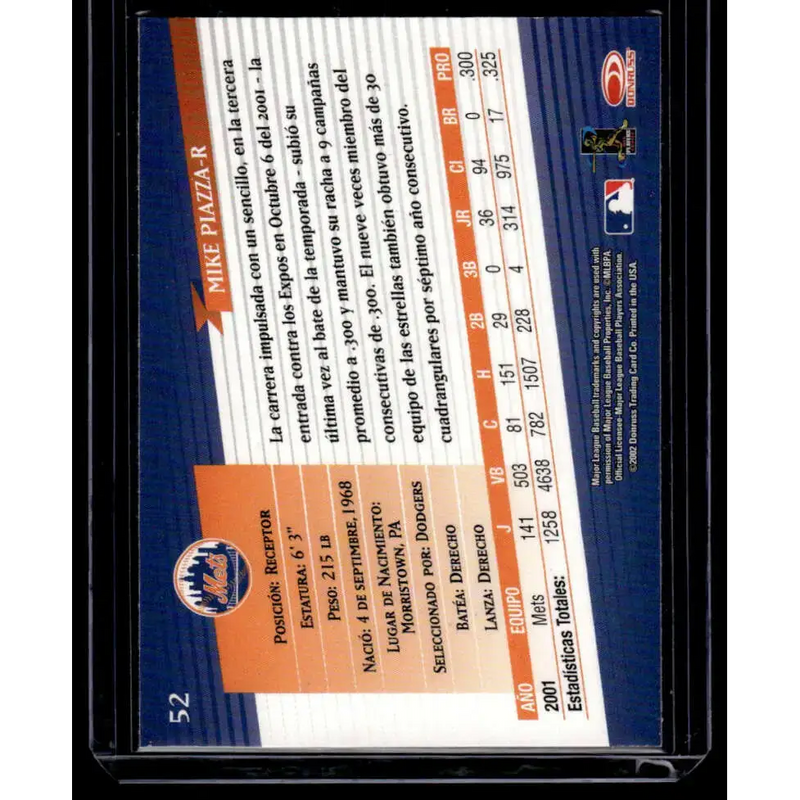 2002 Donruss Super Estrellas #52 Mike Piazza EX/NM New York Mets Baseball Card - Baseball Card Single